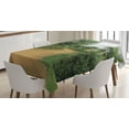 thumbnail image 1 of Ambesonne Hobbits Tablecloth Rectangular Table Cover, Elf Path in Woods, 52"x70", Green Brown, 1 of 3