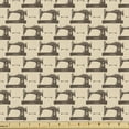 thumbnail image 1 of Ambesonne Hobby Fabric by the Yard Upholstery, Retro Sewing Machine Patterns, 5 Yards, Beige and Taupe, 1 of 4