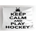 thumbnail image 1 of Ambesonne Hockey Pillow Sham, Keep Calm and Play Words, 36" X 20", Black White, 1 of 2