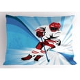 thumbnail image 1 of Ambesonne Hockey Pillow Sham, Player Strong Shot Goal, 36" X 20", Blue Red White, 1 of 2