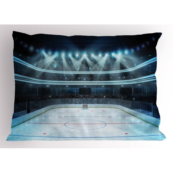 Ambesonne Hockey Pillow Sham, Sport Arena Photo Fans, 36" X 20", Multicolor