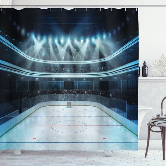 Ambesonne Hockey Shower Curtain, Sport Arena Photo Fans, 69"Wx84"L, Multicolor