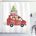 thumbnail image 1 of Ambesonne Holiday Christmas Time Shower Curtain, Family Ride, 69"Wx75"L, Rust Multicolor, 1 of 1