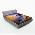 thumbnail image 1 of Ambesonne Holiday Fitted Sheet, Beach Pebbles Sunrise, Queen Size, Multicolor, 1 of 2