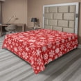 thumbnail image 1 of Ambesonne Holiday Flat Sheet, Christmas Snowflakes Winter, King Size, White and Vermilion, 1 of 1