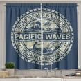 thumbnail image 1 of Ambesonne Holiday Kitchen Curtains, Pacific Waves Surf Camp, 55"x45", Khaki Slate Blue, 1 of 3
