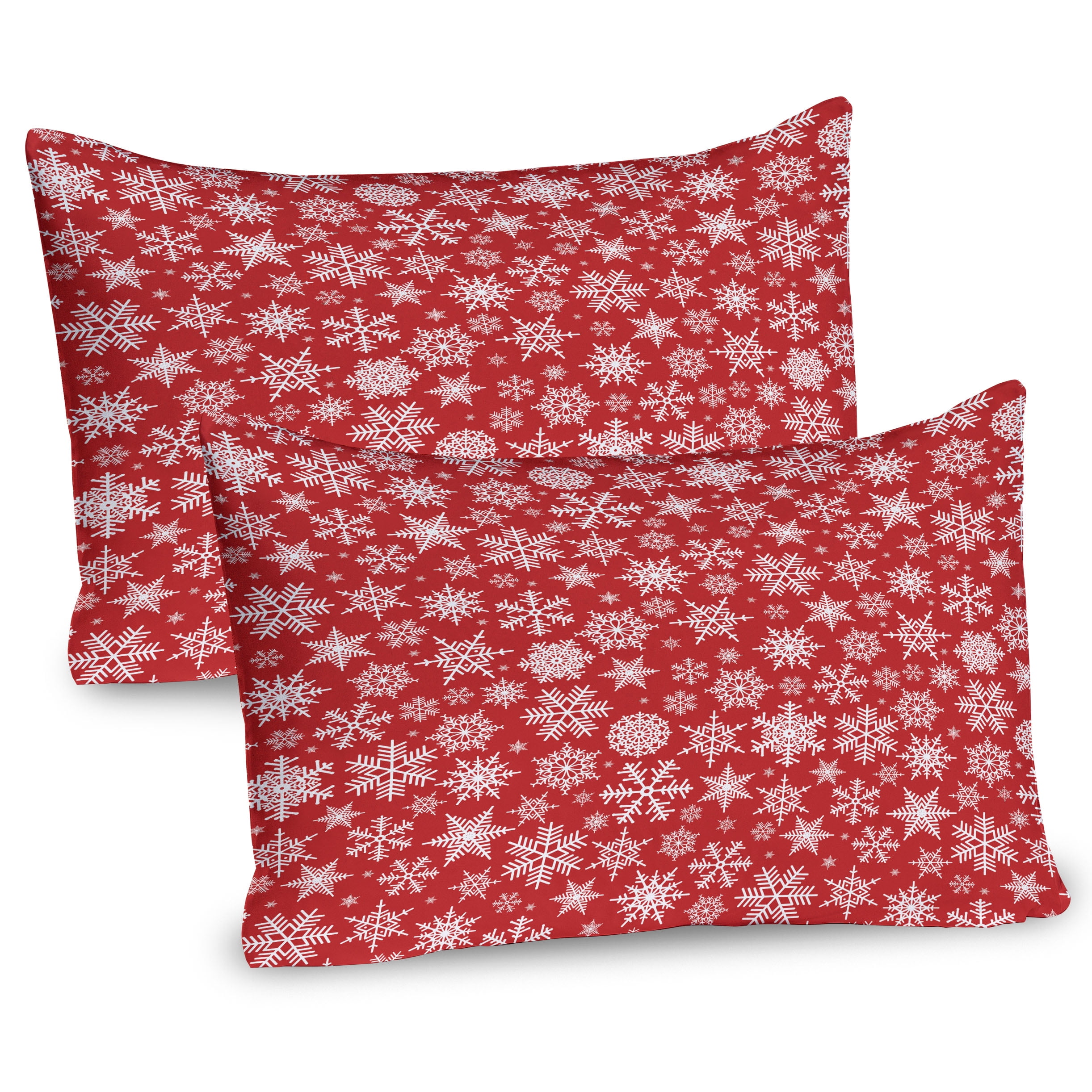 Holiday Red and White Snowflake Microfiber Pillow Sham Set