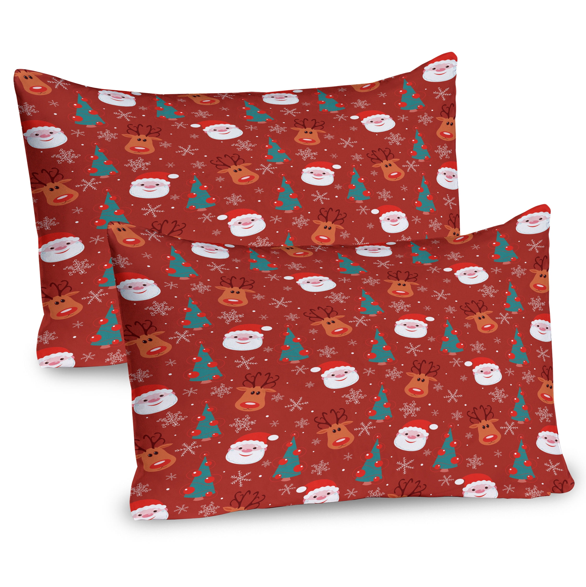 Holiday Red Multicolor Cotton Standard Pillow Sham Set