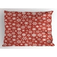 thumbnail image 1 of Ambesonne Holiday Pillow Sham, Christmas Snowflakes Winter, 26" X 20", White and Vermilion, 1 of 2