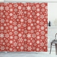 thumbnail image 1 of Ambesonne Holiday Shower Curtain, Christmas Snowflakes Winter, 69"Wx84"L, White and Vermilion, 1 of 3
