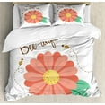 thumbnail image 1 of Ambesonne Honey Bee Duvet Cover Sets, Bee-utiful Floral Scene, 2-King, Burnt Sienna Mustard, 1 of 7