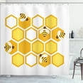 thumbnail image 1 of Ambesonne Honey Bee Shower Curtain, Geometric Honeycomb Bees, 69"Wx75"L, Earth Yellow Mustard, 1 of 5