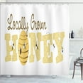 thumbnail image 1 of Ambesonne Honey Bee Shower Curtain, Locally Grown Calligraphy, 69"Wx75"L, Dark Cocoa Mustard, 1 of 5