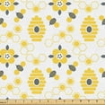 thumbnail image 1 of Ambesonne Honeycomb Fabric by the Yard Upholstery, Bees Beehives Flowers, 10 Yards, Earth Yellow White and Grey, 1 of 1