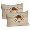 thumbnail image 1 of Ambesonne Honeycomb Pillow Sham 2 Pack, Geometrical Shapes Retro, 30"x20", Beige Brown Earth Yellow, 1 of 3