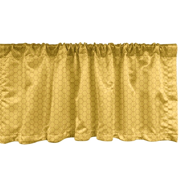 Ambesonne Honeycomb Window Valance, Geometric Pattern Hexagon, 54" X 18", Yellow Earth Yellow