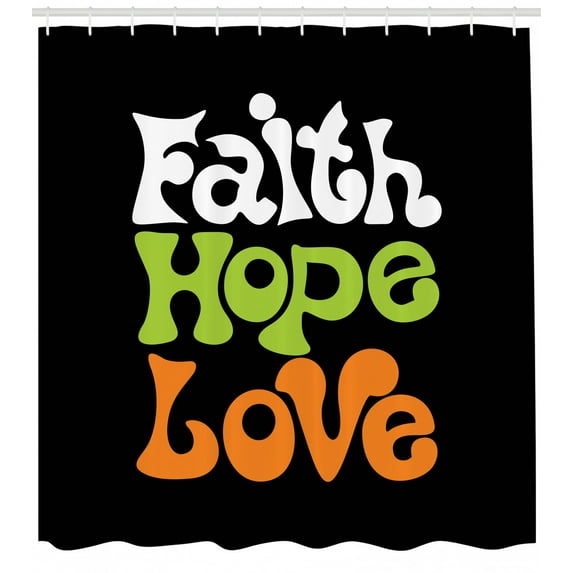 Ambesonne Hope Shower Curtain, Vintage Faith Love Words, 69"Wx70"L, Multicolor