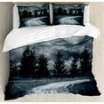 thumbnail image 1 of Ambesonne Horror House Duvet Cover Sets, Moonrise Scenery, 2-Queen, Grey, 1 of 7