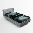 thumbnail image 1 of Ambesonne Horror House Fitted Sheet, Moonrise Scenery, Twin Size, Grey, 1 of 2