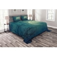 thumbnail image 1 of Ambesonne Horror House Quilted Bedspread Set 3 Pcs, Haunted Forest, Queen Size, Blue, 1 of 3