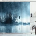 thumbnail image 1 of Ambesonne Horror House Shower Curtain, Fog Forest Night, 69"Wx84"L, Blue, 1 of 5