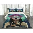 thumbnail image 1 of Ambesonne Horror Quilted Bedspread Set 3 Pcs, Scary Clown Girls Flower, Queen Size, Multicolor, 1 of 5