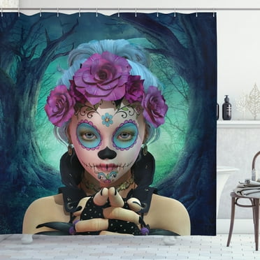 Ambesonne Horror Shower Curtain, Scary Clown Girls Flower, 69"Wx70"L, Multicolor