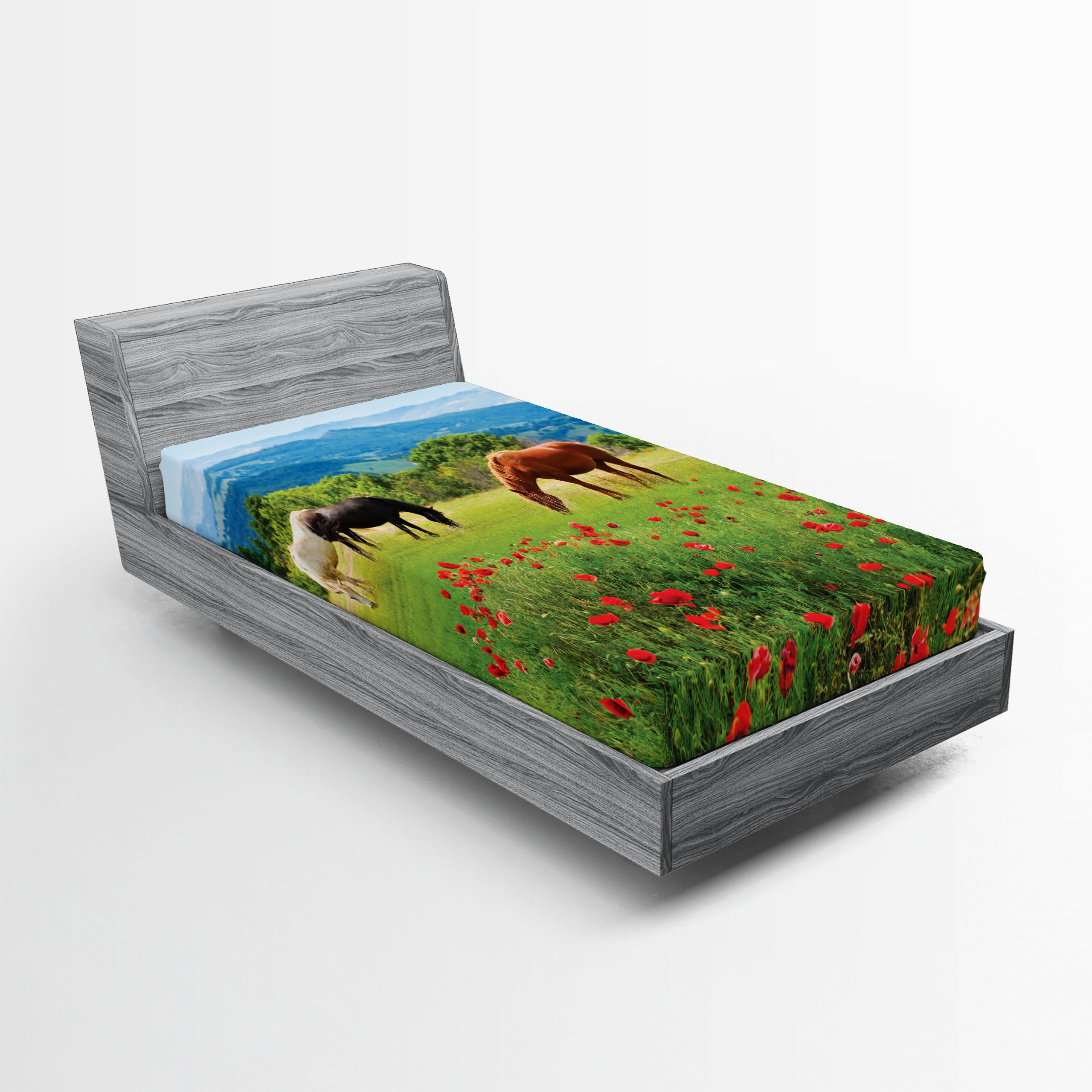 Twin Multicolor Microfiber Floral Print Fitted Sheet