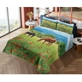 thumbnail image 1 of Ambesonne Horse Fitted & Top Sheet Set with Shams, Landscape Rural Scene, Multicolor, 1 of 5