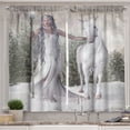 thumbnail image 1 of Ambesonne Horse Kitchen Curtains, Elf Holdng Mace and Horse, 55"x39", Coconut and Dust, 1 of 3