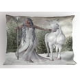 thumbnail image 1 of Ambesonne Horse Pillow Sham, Elf Holdng Mace and Horse, 36" X 20", Coconut and Dust, 1 of 2