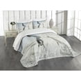 thumbnail image 1 of Ambesonne Horse Quilted Bedspread Set 3 Pcs, Lady with White Horse, King Size, White Slate Blue, 1 of 5