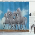thumbnail image 1 of Ambesonne Horse Shower Curtain, Digital Animal Herd Running, 69"Wx75"L, Sky Blue Grey, 1 of 5