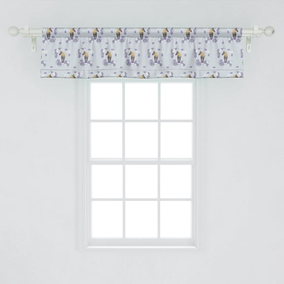 Ambesonne Horse Valance Pack of 2, Animal Forms Flower Details, 54"X12", Lavender Blue Tan