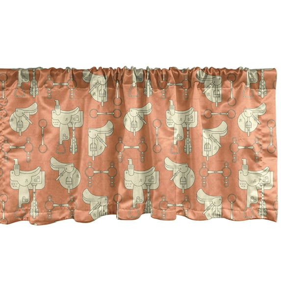 Ambesonne Horse Valance Pack of 2, Western Saddles Bits Elements, 42"X12", Dark Peach and Cream