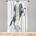 thumbnail image 1 of Ambesonne Horses Curtains, Gallop Animal Blazing Motif, Pair of 28"x63", Dark Indigo, 1 of 2