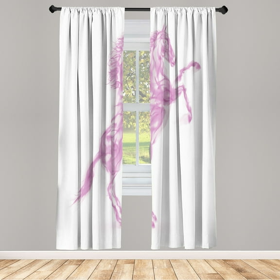 Ambesonne Horses Curtains, Gallop Animal Blazing Motif, Pair of 28"x63", Pale Rose