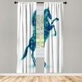 thumbnail image 1 of Ambesonne Horses Curtains, Gallop Animal Blazing Motif, Pair of 28"x63", Violet Blue, 1 of 2