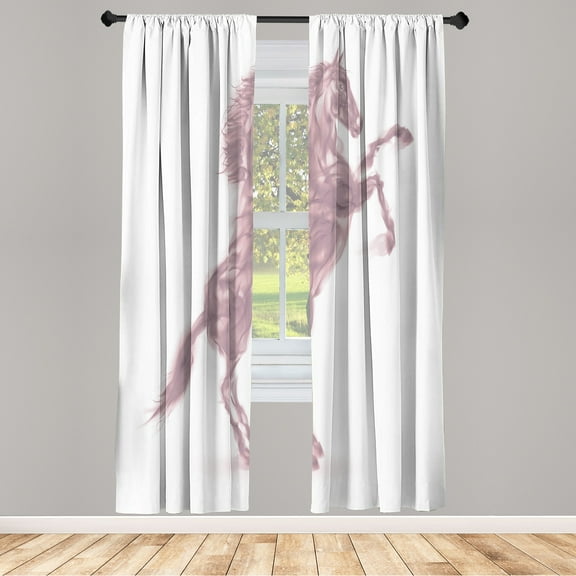 Ambesonne Horses Curtains, Gallop Animal Blazing Motif, Pair of 28"x84", Pale Lavender