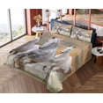 thumbnail image 1 of Ambesonne Horses Fitted & Top Sheet Set with Shams, Sky, White Orange, 1 of 5