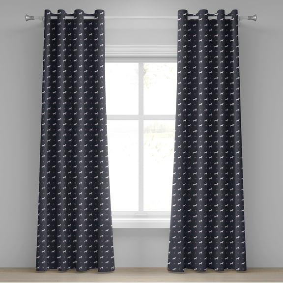 Ambesonne Horses Grommet Curtain, Wild Mustang Pattern, 50" x 120", Purple Grey White Pink