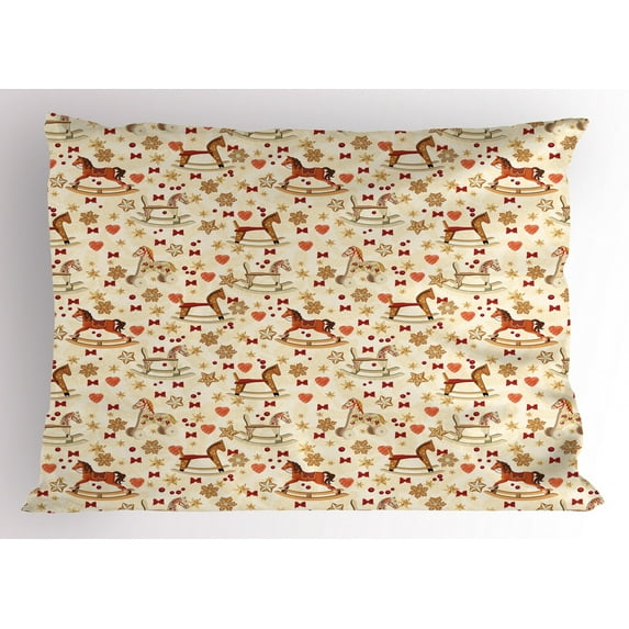 Ambesonne Horses Pillow Sham, Christmas Theme, 26" X 20", Multicolor