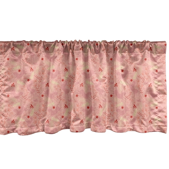 Ambesonne Horses Valance Pack of 2, Pastel Animals and Flowers, 54"X18", Pale Salmon Burnt Sienna