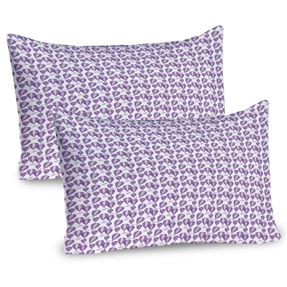 Ambesonne Hot Air Balloon Pillow Sham 2 Pack, Sky Vehicles Art, 36"x20", Mauve Quartz and Lilac
