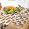 thumbnail image 1 of Ambesonne Hot Dog Table Runner & Placemats, Cheerful Characterized Food, Placemat 4 pcs + Runner 12"x72", Apricot Vermilion, 1 of 2
