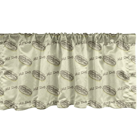 Ambesonne Hot Dog Valance Pack of 2, Vintage Style Food Drawing, 54"X12", Pale Khaki Dark Taupe