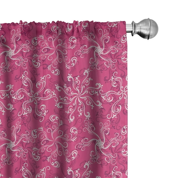 Ambesonne Hot Pink 4-Panel Curtains, Spring Flourish Bloom, 56"x63", Hot Pink White Purple