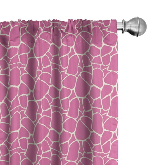 Ambesonne Hot Pink Curtains, Abstract Giraffe Skin, Pair of 28"x95", White Pink
