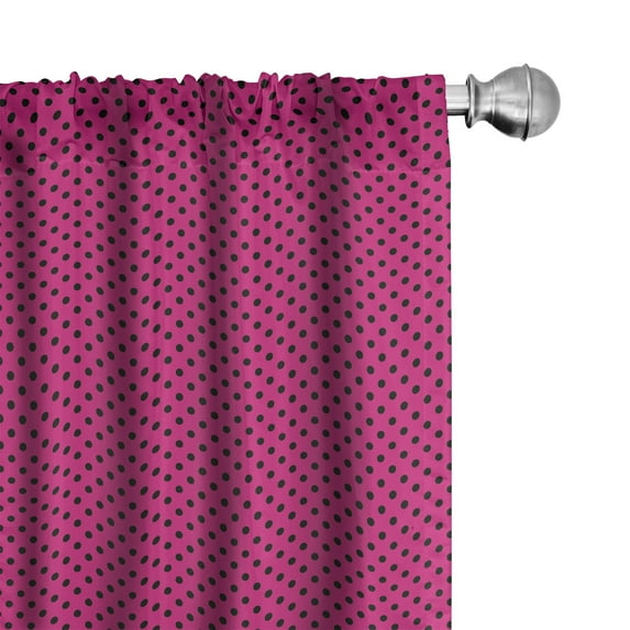 Ambesonne Hot Pink Curtains, Pop Art Inspired Dots, Pair of 28"x84", Hot Pink Black