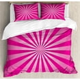 thumbnail image 1 of Ambesonne Hot Pink Duvet Cover Sets, Retro Fractal Stripes, 2-King, Hot Pink and White, 1 of 7